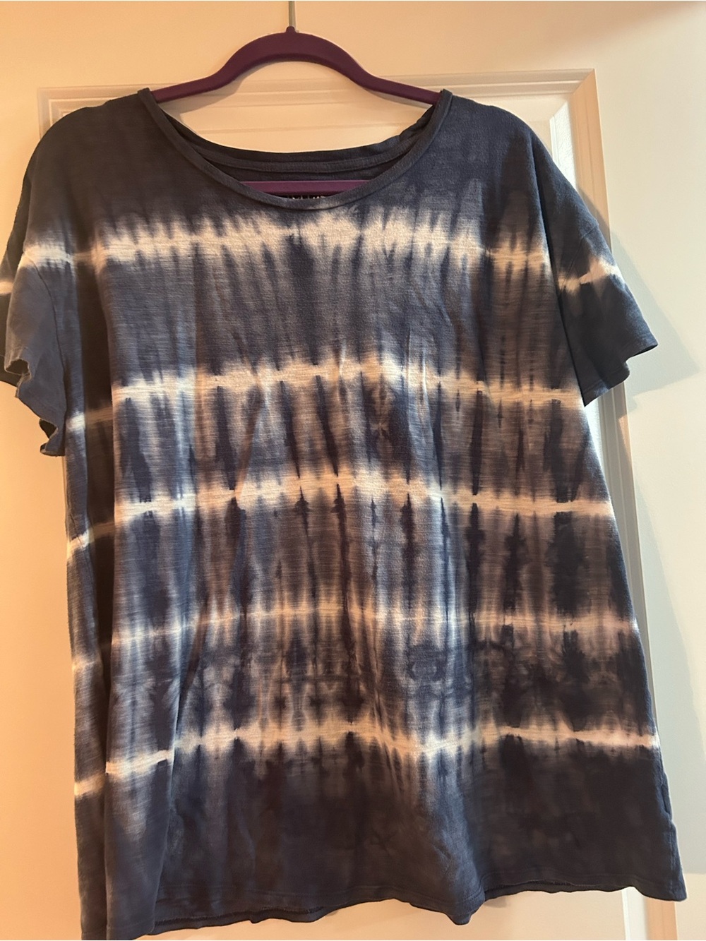 Women's Navy and White Tye Dye T-Shirt
